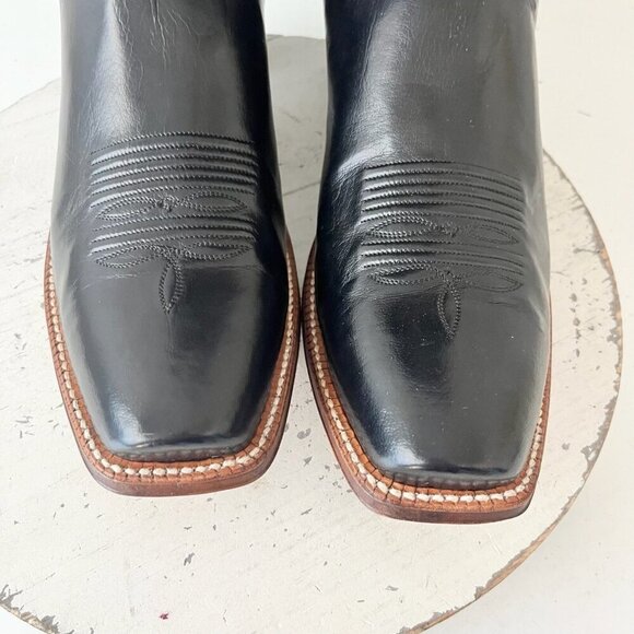 NEW Rod Patrick Mens Cowboy Boots 15.5AAAA Black Calf Leather Western Blunt Toe - Picture 6 of 13